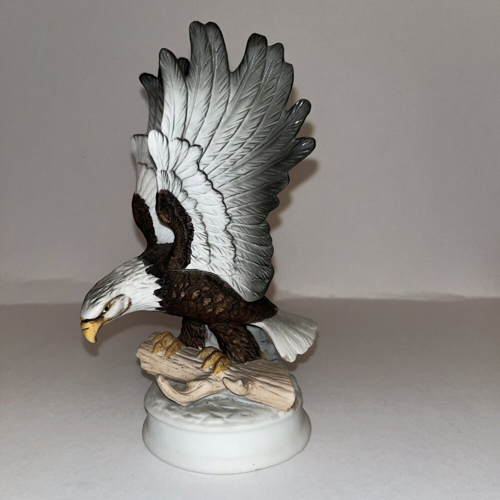 Meico American Bald Eagle Figurine Bird Handcrafted Ceramic Approx 7" Tall